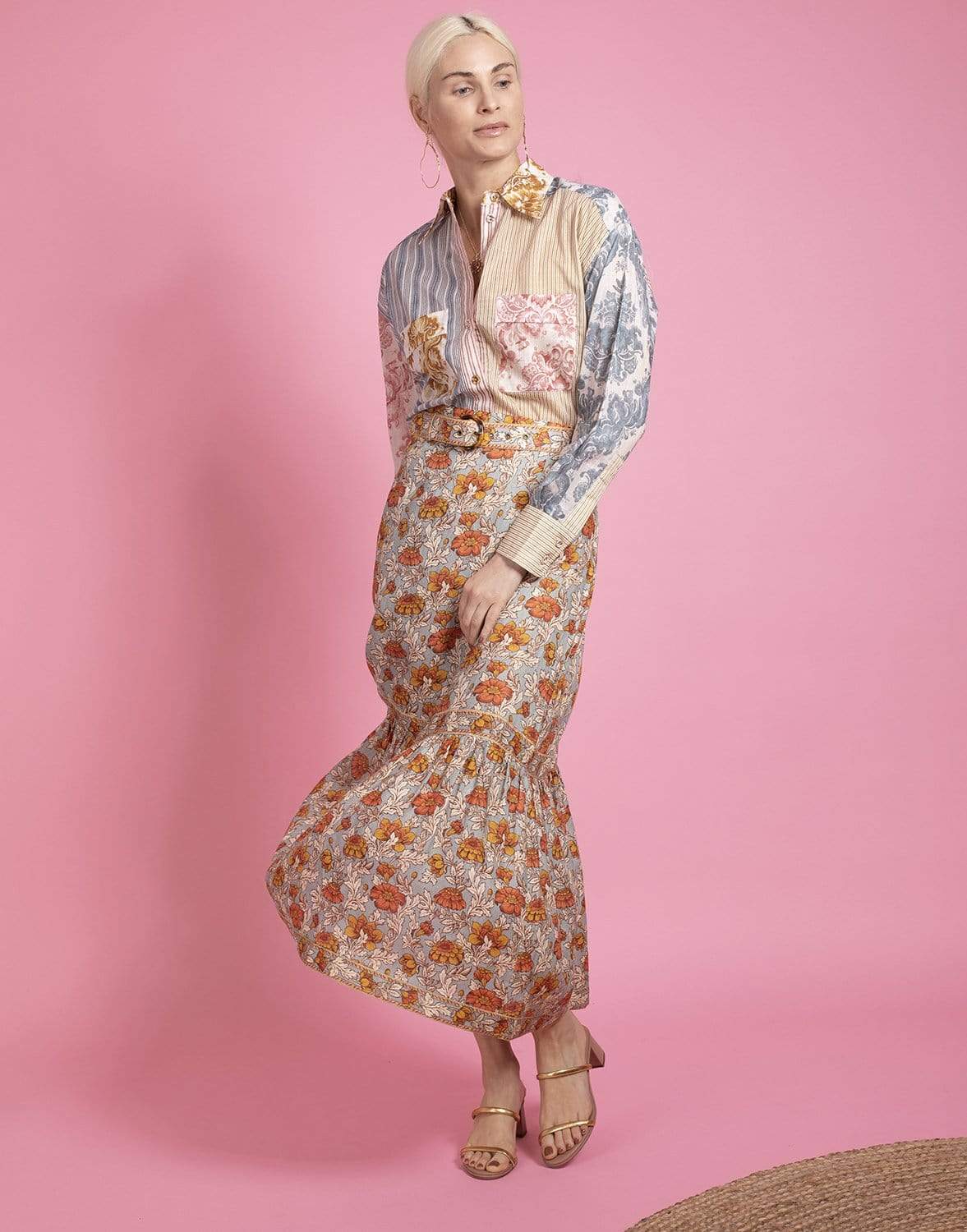 ZIMMERMANN-Andie Frill Hem Midi Skirt-