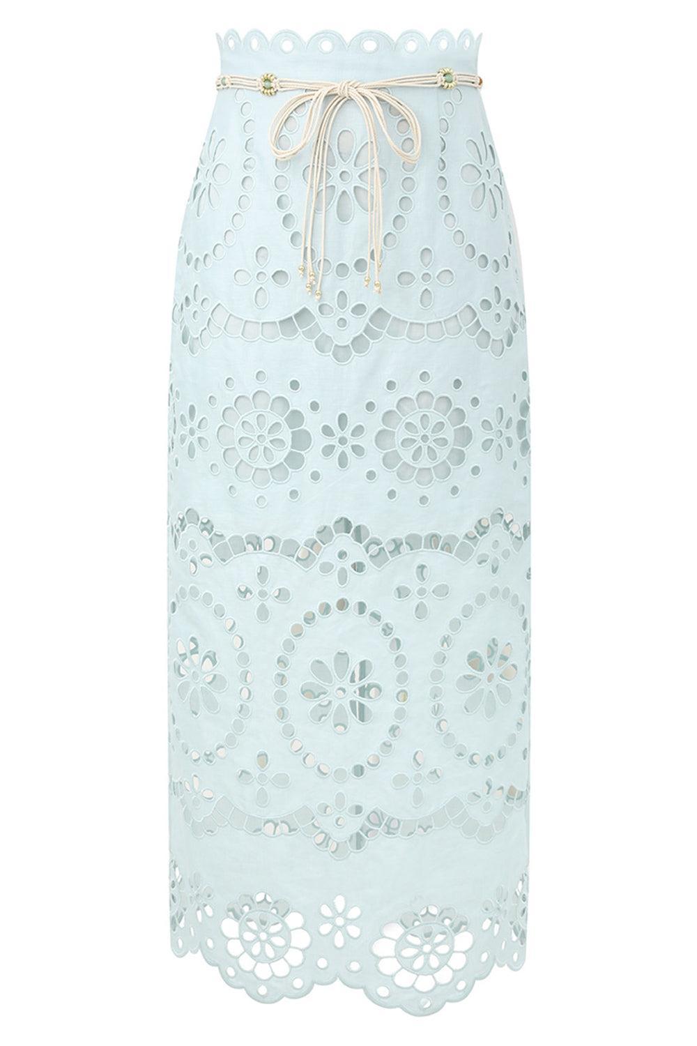 Awaken Embroidered Skirt-GREEN-0-CLOTHINGSKIRTMAXI-ZIMMERMANN