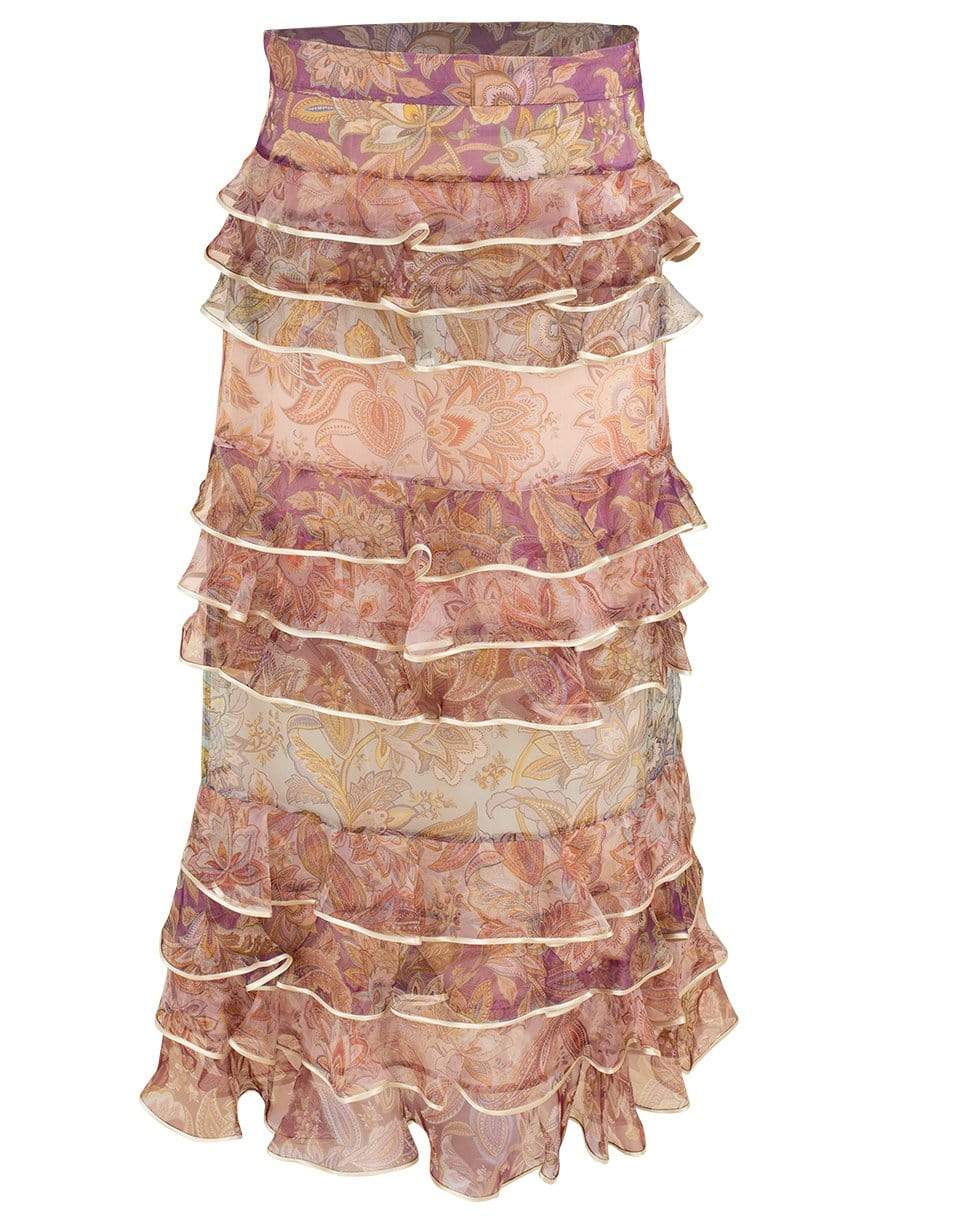 ZIMMERMANN-Spliced Jacobean Lucky Tiered Skirt-