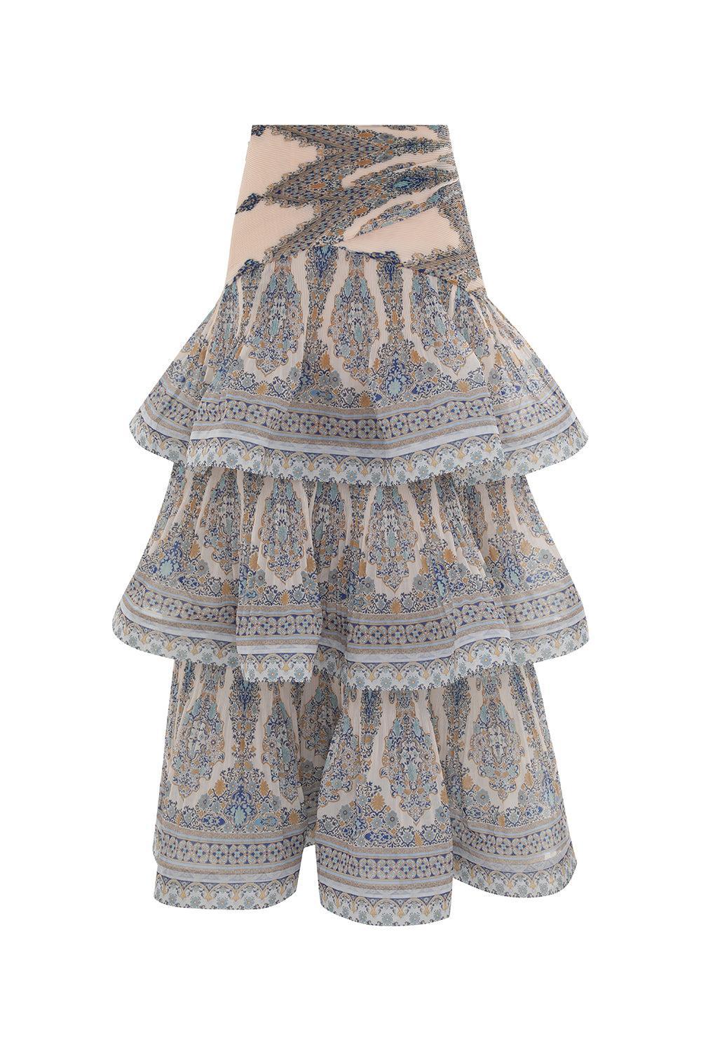 Tiered Pleated Skirt-BLUPAISL-0-CLOTHINGSKIRTMIDI-ZIMMERMANN