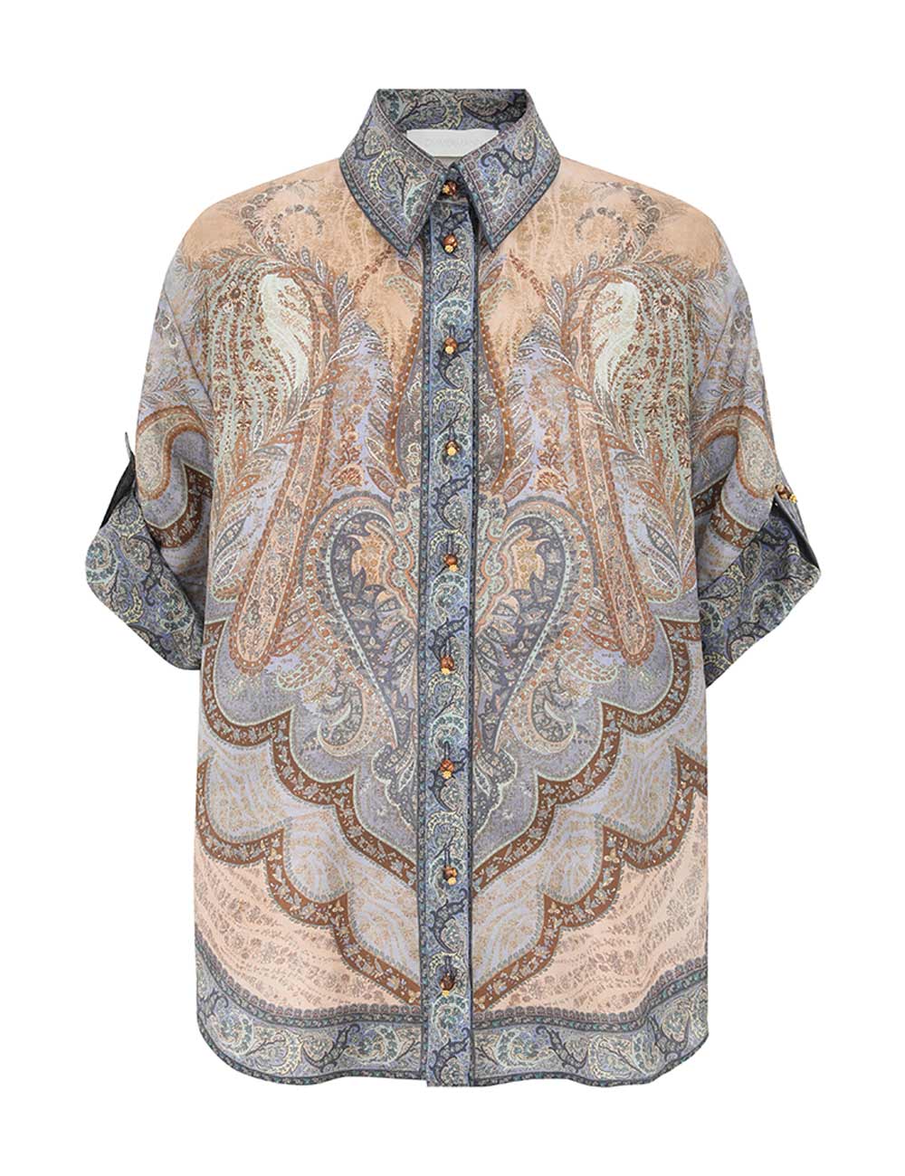 Wanderlust Short Sleeve Shirt-BLUE-0-CLOTHINGTOPBLOUSE-ZIMMERMANN