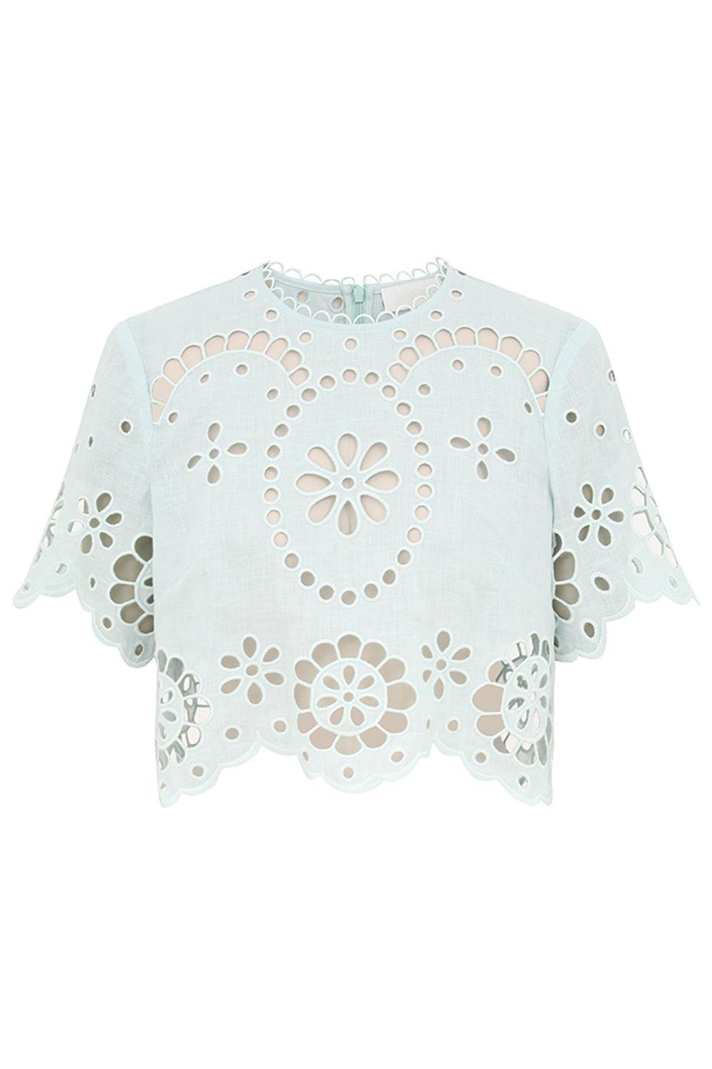 Awaken Embroidered Bodice-GREEN-0-CLOTHINGTOPBLOUSE-ZIMMERMANN