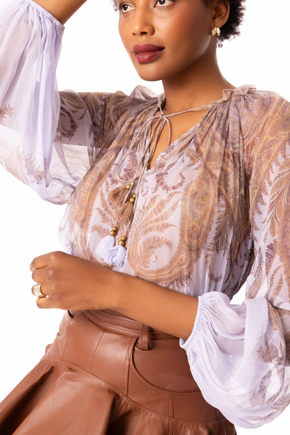 Hypnotic Billow Blouse-LILACPAI-0P-CLOTHINGTOPBLOUSE-ZIMMERMANN