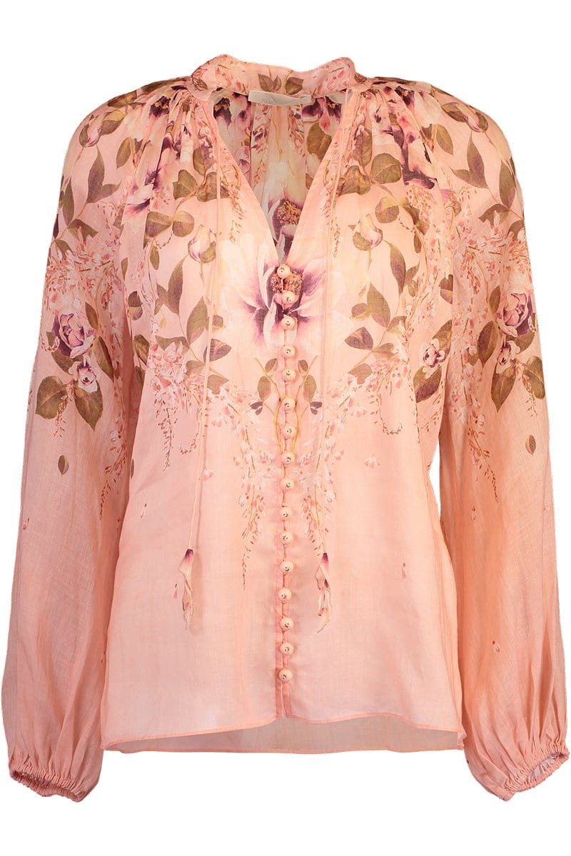 ZIMMERMANN-Rosa Tie Blouse-