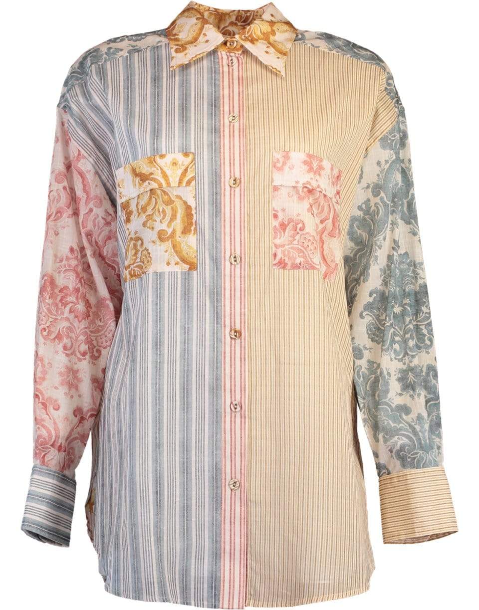 ZIMMERMANN-Andie Spliced Relaxed Long Sleeve Shirt-