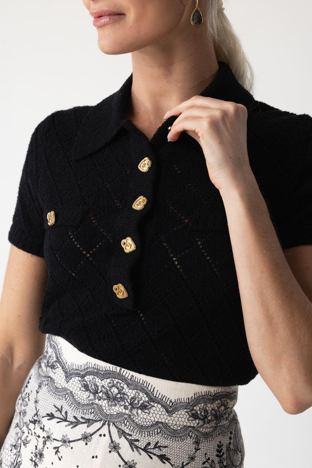 ZIMMERMANN-Crush Polo Top - Black-