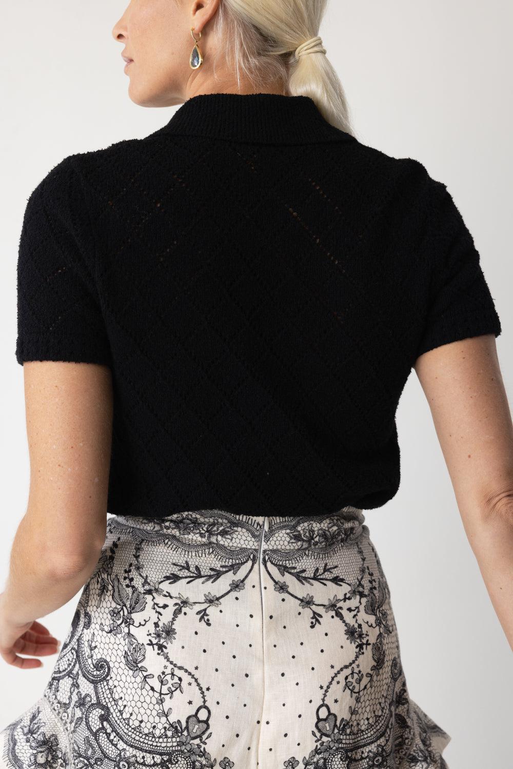 ZIMMERMANN-Crush Polo Top - Black-