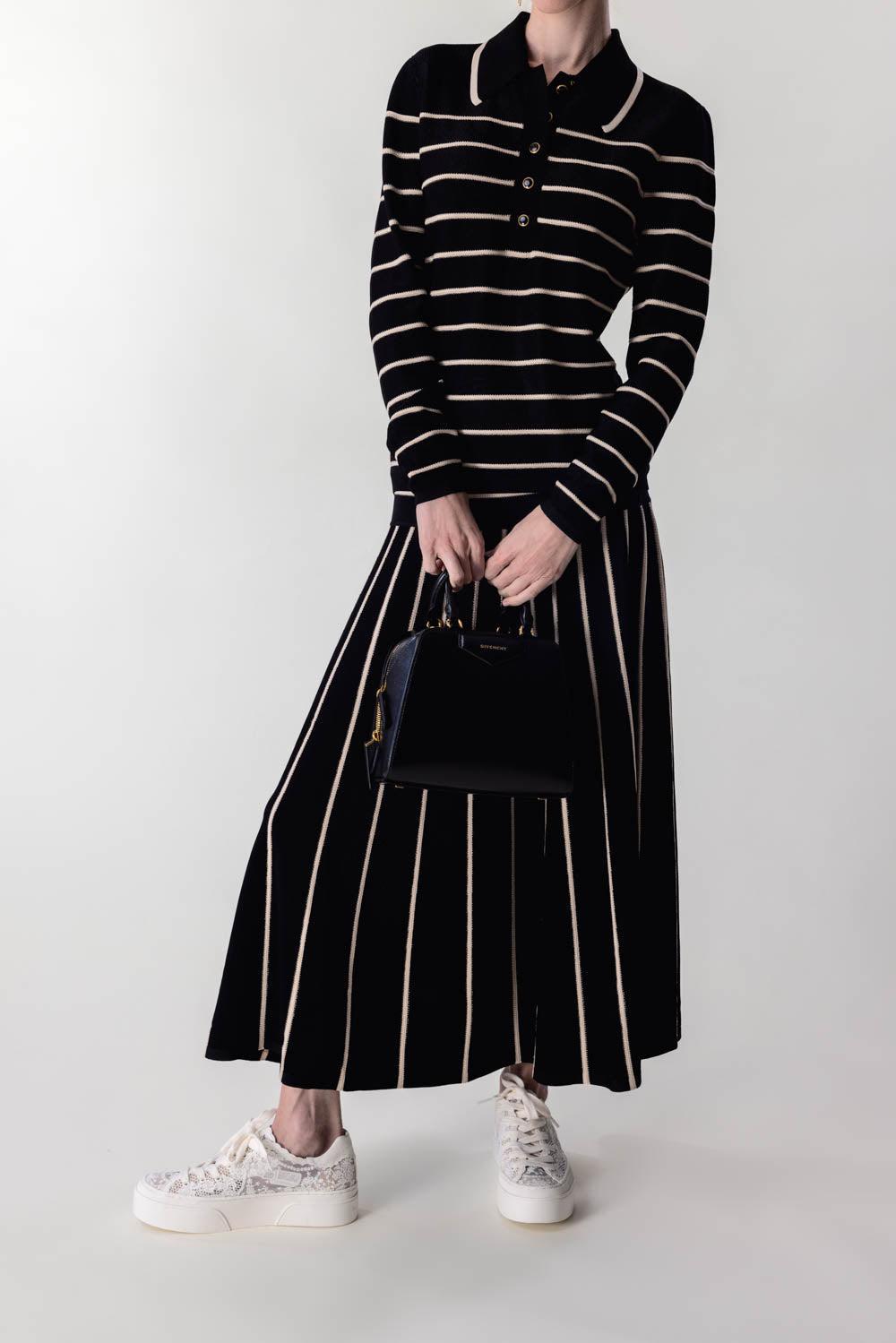 ZIMMERMANN-Crush Stripe Long Sleeve Polo-