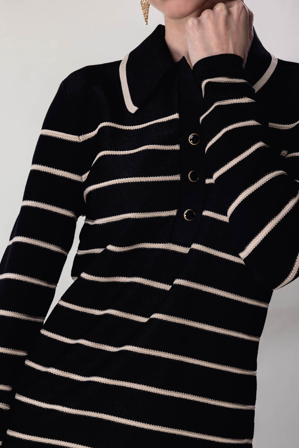 ZIMMERMANN-Crush Stripe Long Sleeve Polo-