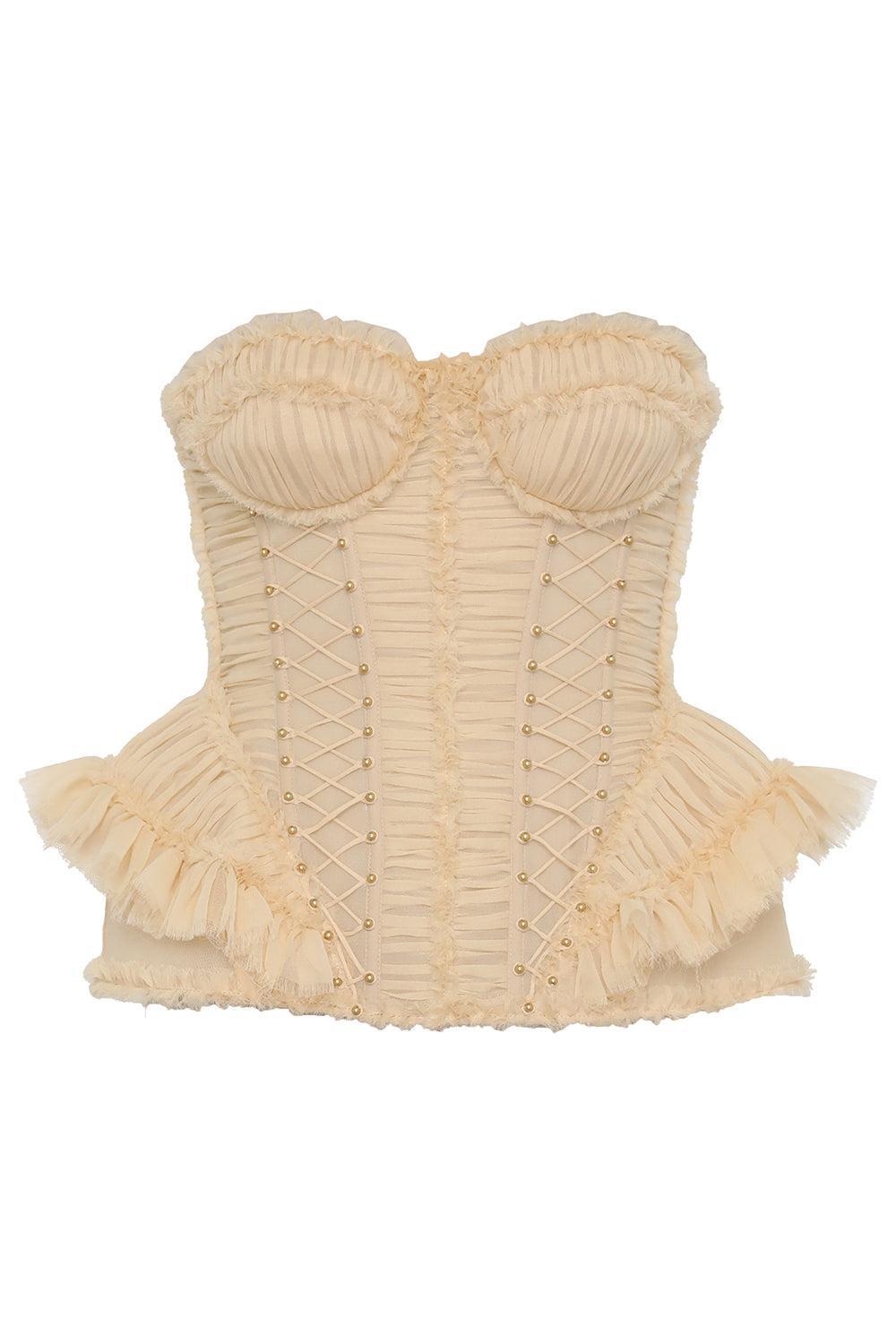 Rebellion Frayed Corset-CREAM-0-CLOTHINGTOPTANK-ZIMMERMANN