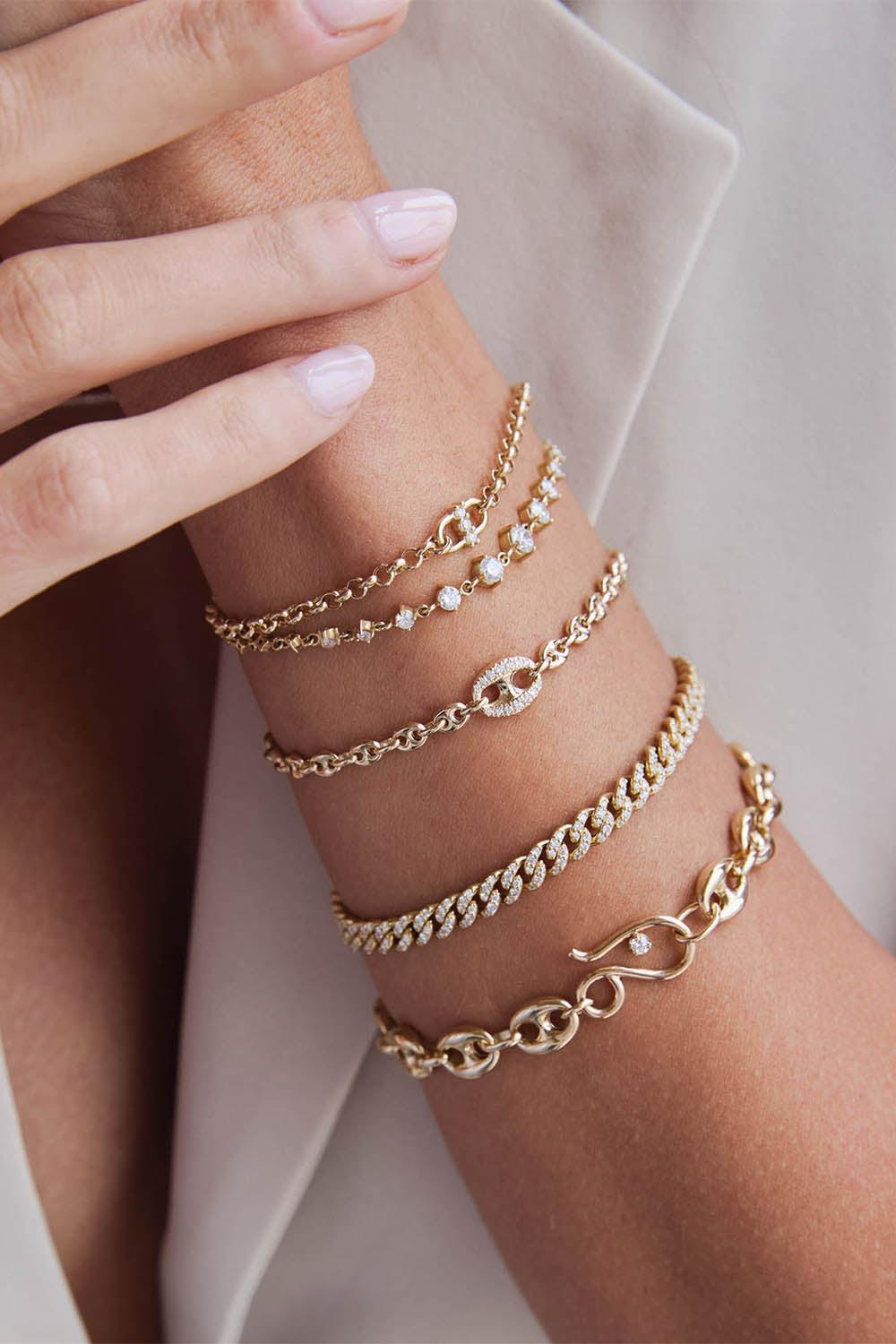 Diamond Linked Graduated Tennis Bracelet-YELLOW GOLD-5.5-6.5-JEWELRYFINE JEWELBRACELET O-ZOE CHICCO