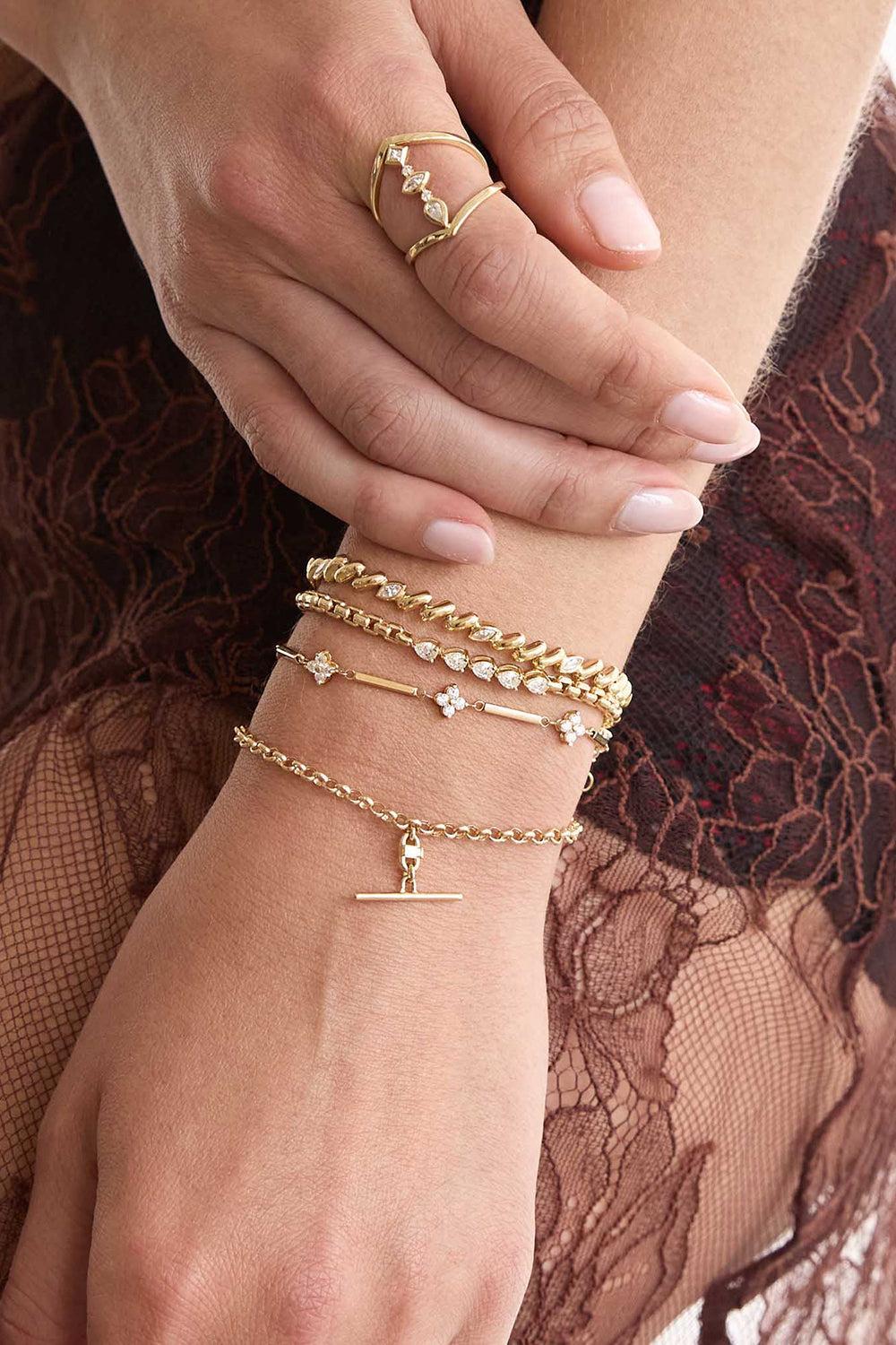 Diamond 5 Link Box Chain Bracelet-YELLOW GOLD-6-7-JEWELRYFINE JEWELBRACELET O-ZOE CHICCO