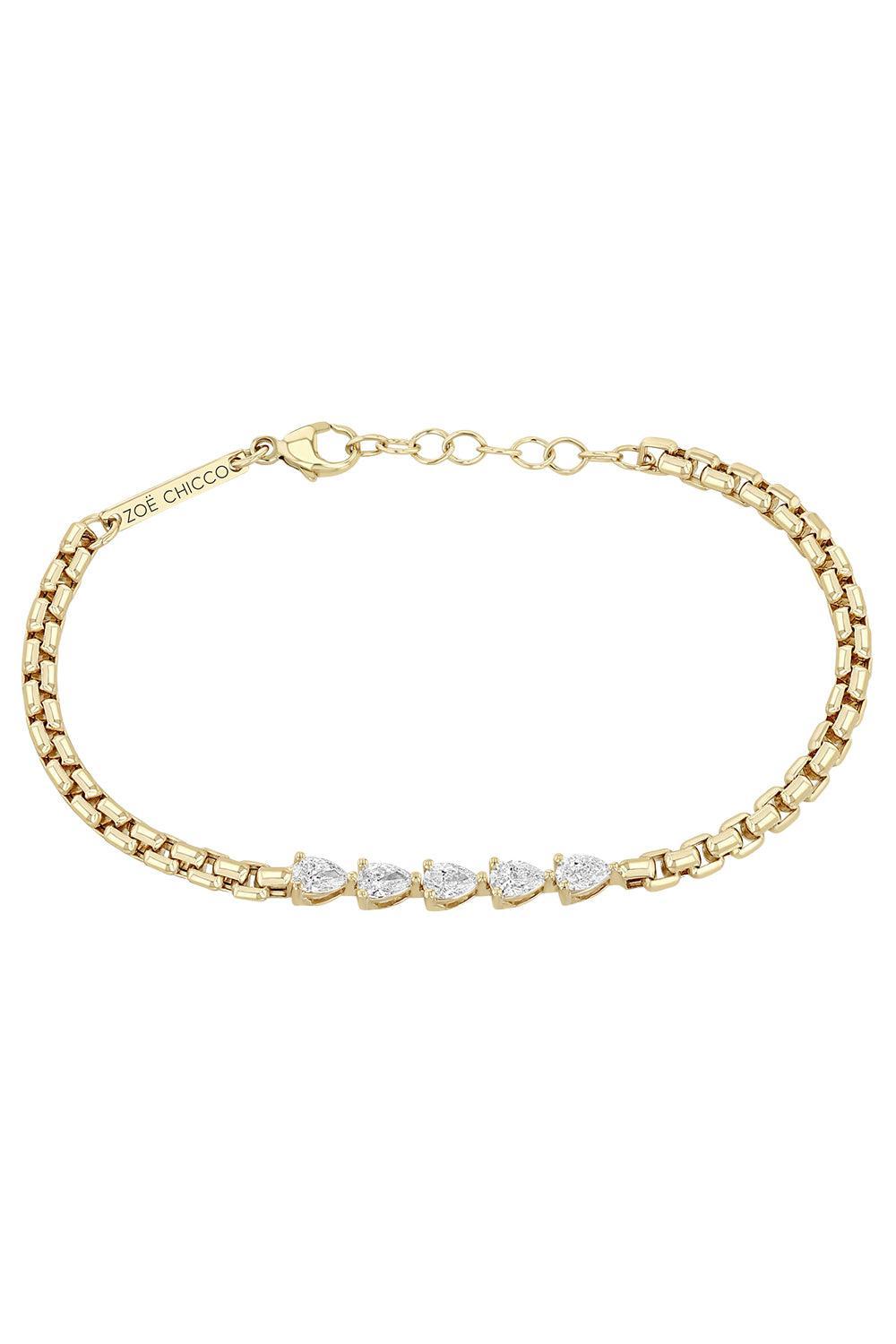 Diamond 5 Link Box Chain Bracelet-YELLOW GOLD-6-7-JEWELRYFINE JEWELBRACELET O-ZOE CHICCO