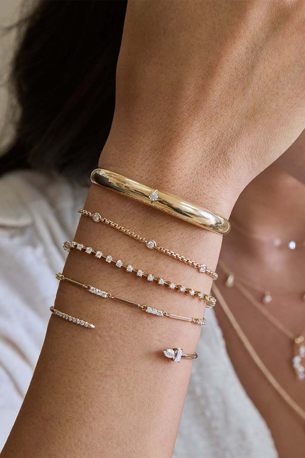 Diamond Dash Tennis Bracelet-YELLOW GOLD-6-7-JEWELRYFINE JEWELBRACELET O-ZOE CHICCO
