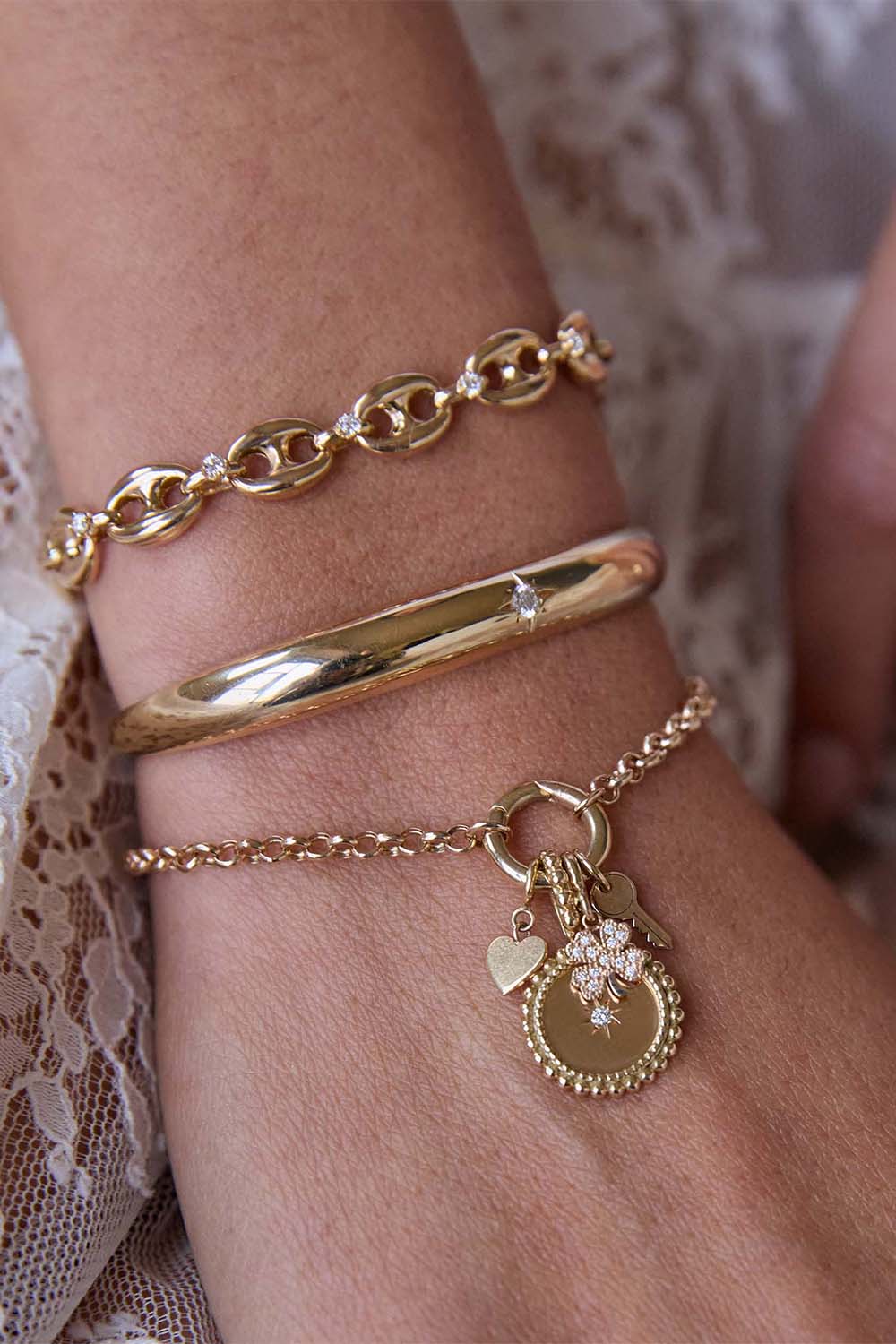 Diamond Mariner Link Bracelet-YELLOW GOLD-6-7-JEWELRYFINE JEWELBRACELET O-ZOE CHICCO