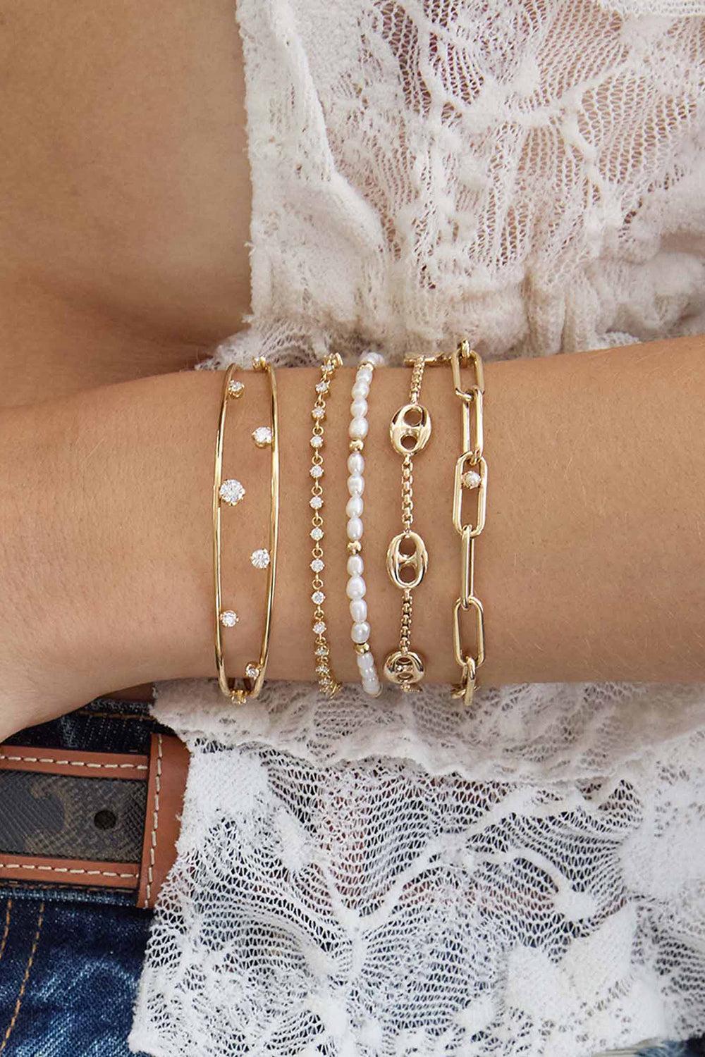 Large 5 Mariner Link Station Box Chain Bracelet-YELLOW GOLD-6-7-JEWELRYFINE JEWELBRACELET O-ZOE CHICCO