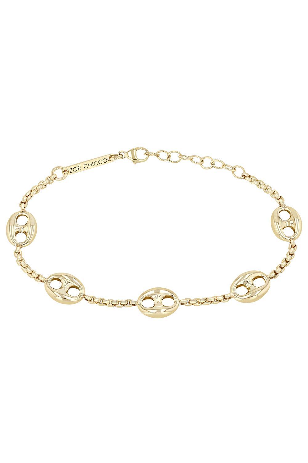 Large 5 Mariner Link Station Box Chain Bracelet-YELLOW GOLD-6-7-JEWELRYFINE JEWELBRACELET O-ZOE CHICCO