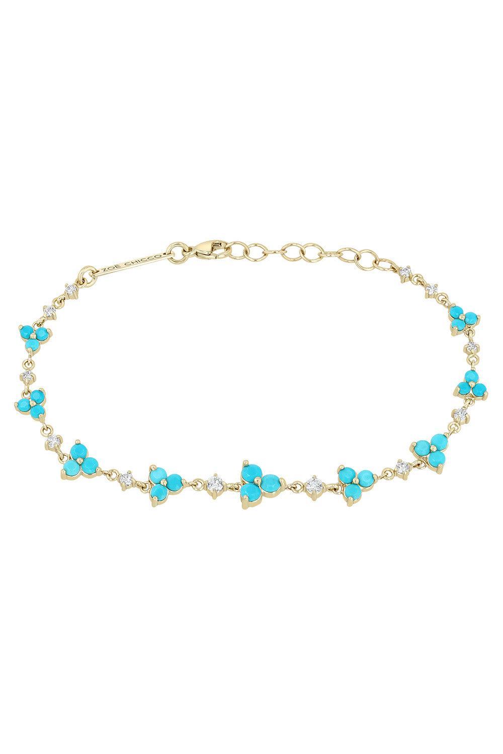  Turquoise Diamond Trios Bracelet-YELLOW GOLD-6-7-JEWELRYFINE JEWELBRACELET O-ZOE CHICCO 