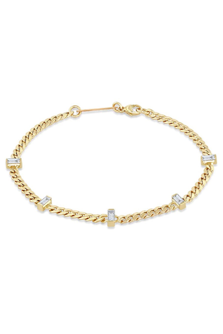 ZOE CHICCO-5 Baguette Diamond Bracelet-YELLOW GOLD