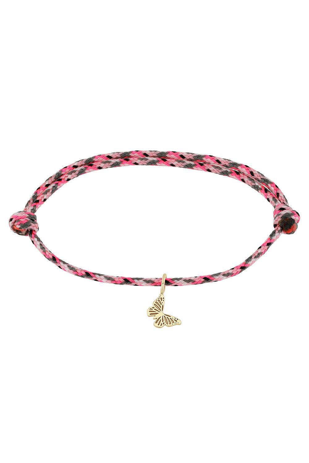  Butterfly Pink Cord Charm Bracelet-YELLOW GOLD-JEWELRYFINE JEWELBRACELET O-ZOE CHICCO 