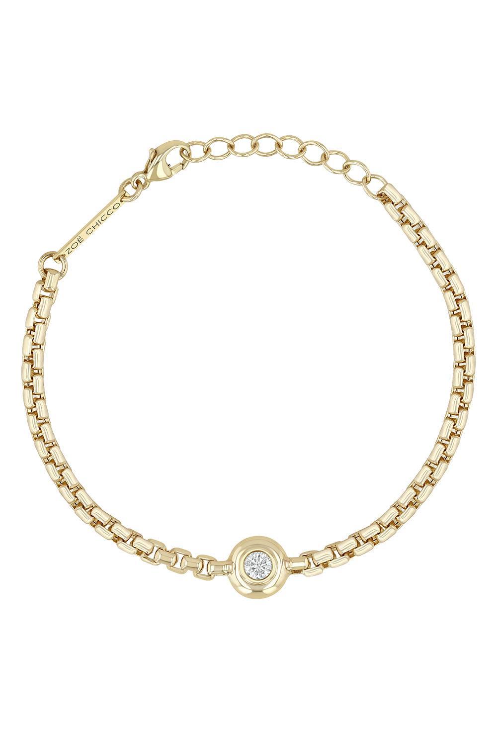 Diamond Box Chain Bracelet-YELLOW GOLD-JEWELRYFINE JEWELBRACELET O-ZOE CHICCO
