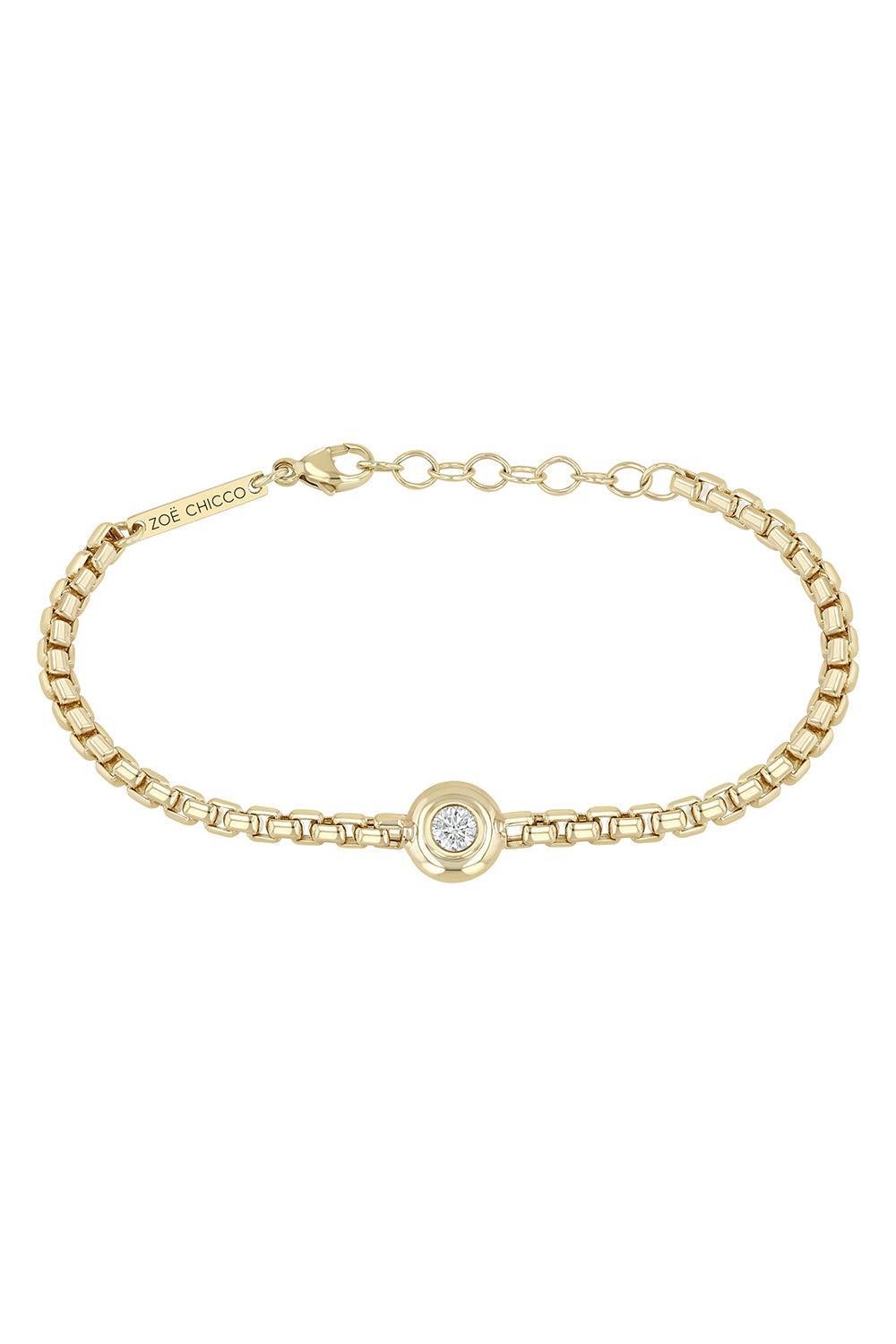  Diamond Box Chain Bracelet-YELLOW GOLD-JEWELRYFINE JEWELBRACELET O-ZOE CHICCO 