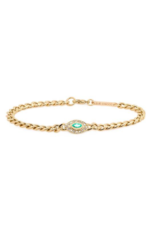 ZOE CHICCO-Diamond Curb Chain Bracelet-YELLOW GOLD