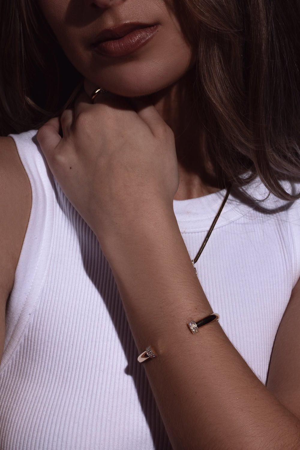 ZOE CHICCO-Diamond Door Knocker Cuff Bracelet-YELLOW GOLD