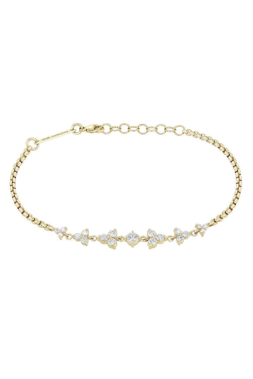  Diamond Graduated Box Chain Trios Bracelet-YELLOW GOLD-JEWELRYFINE JEWELBRACELET O-ZOE CHICCO 