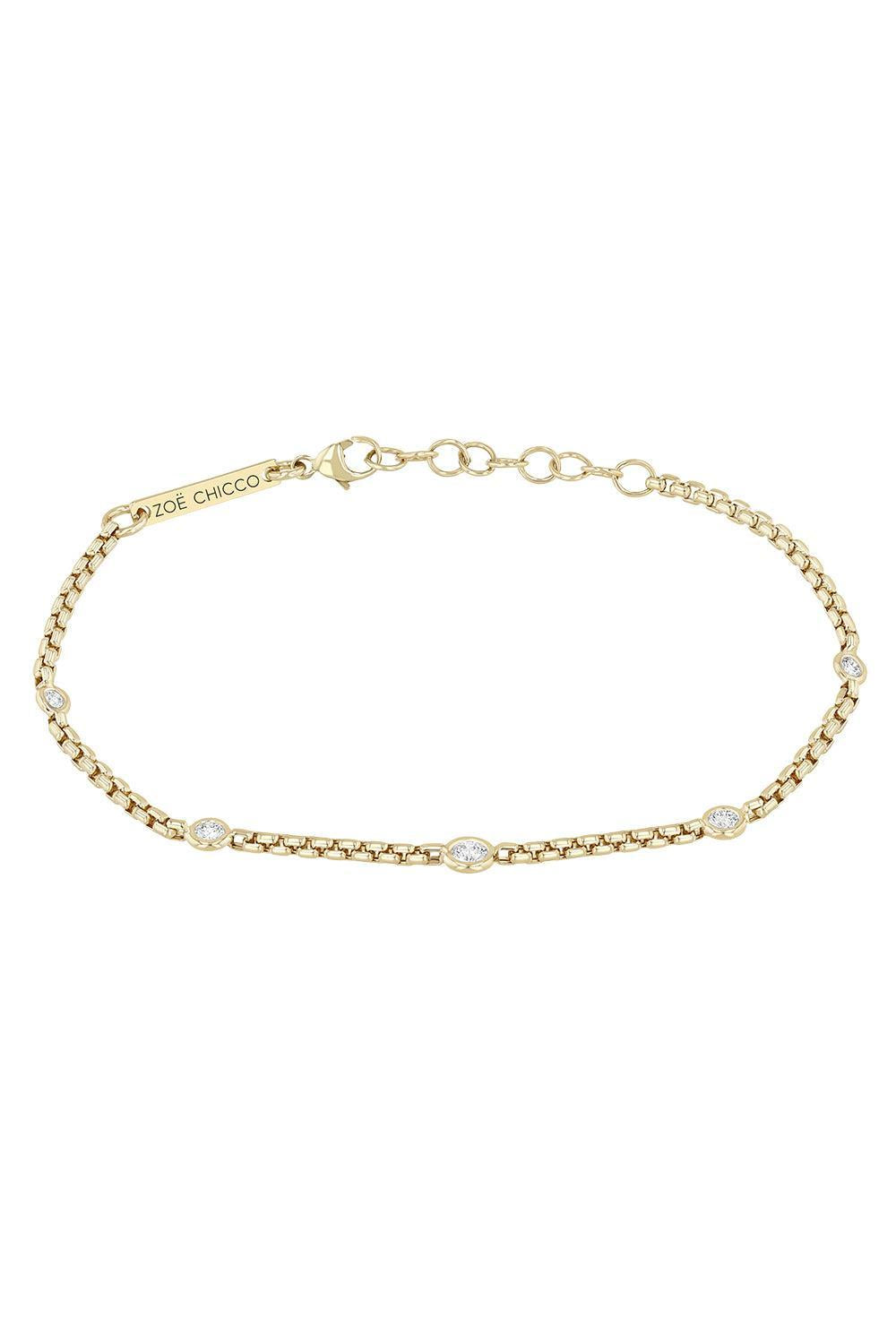 Diamond Graduating Floating Station Bracelet-YELLOW GOLD-JEWELRYFINE JEWELBRACELET O-ZOE CHICCO