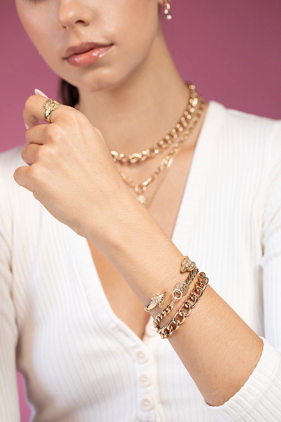ZOE CHICCO-Double Ram Head Cuff-YELLOW GOLD