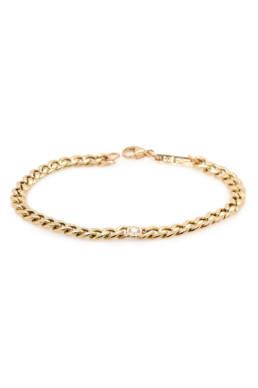 ZOE CHICCO-Floating Diamond Curb Chain Bracelet - Medium-YELLOW GOLD