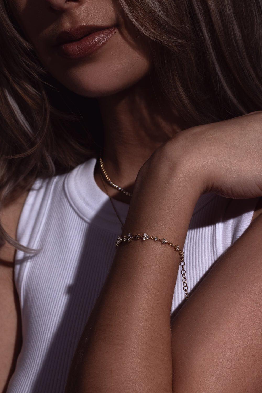ZOE CHICCO-Graduated Prong Trio Bracelet-YELLOW GOLD