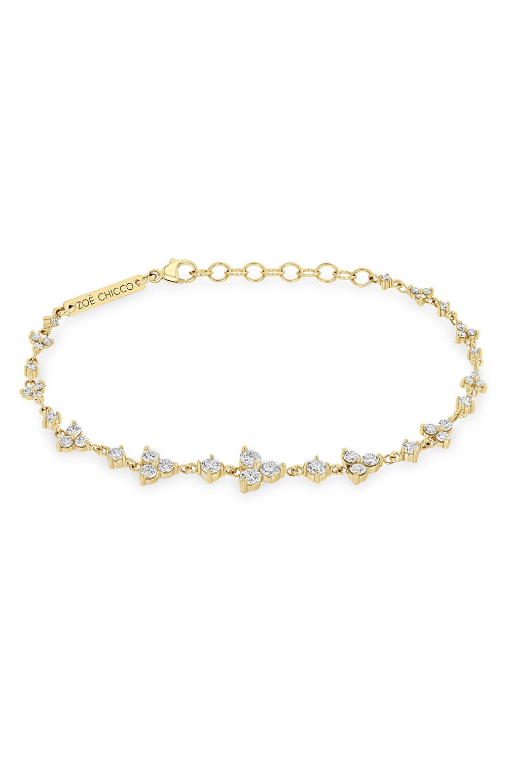 ZOE CHICCO-Graduated Prong Trio Bracelet-YELLOW GOLD