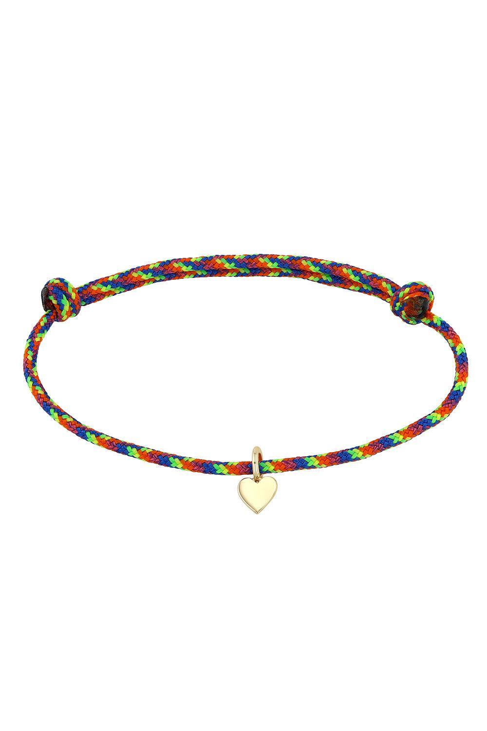 Heart Rainbow Cord Charm Bracelet-YELLOW GOLD-JEWELRYFINE JEWELBRACELET O-ZOE CHICCO