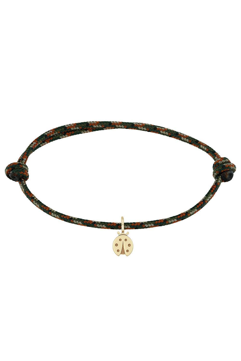 Ladybug Camo Cord Charm Bracelet-YELLOW GOLD-JEWELRYFINE JEWELBRACELET O-ZOE CHICCO