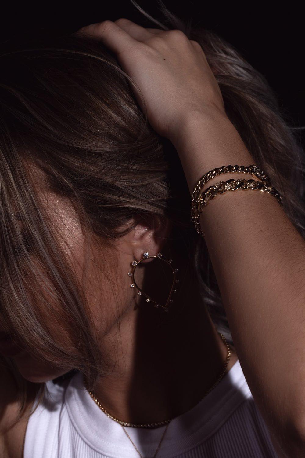 ZOE CHICCO-Large Curb Chain Halo Bracelet-YELLOW GOLD