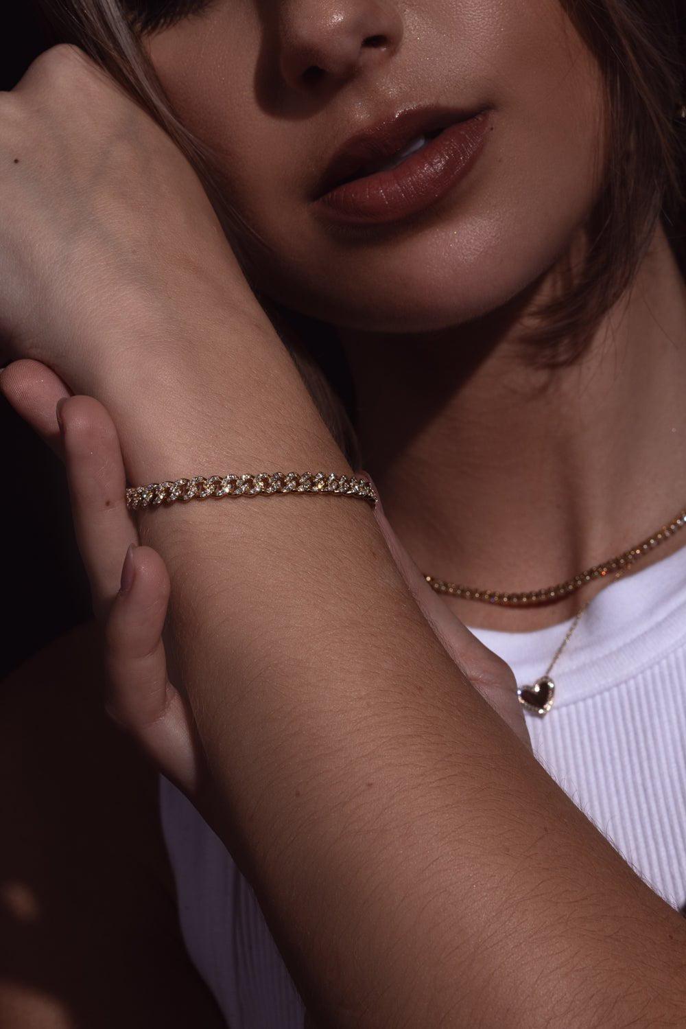 ZOE CHICCO-Medium Curb Chain Bracelet-YELLOW GOLD
