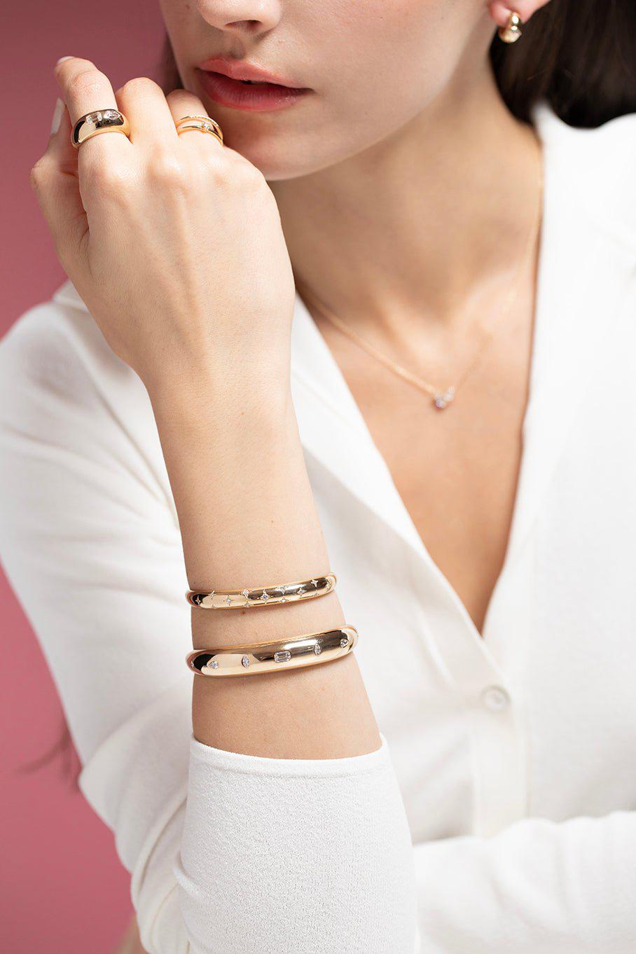 ZOE CHICCO-Mixed Cut Diamond Aura Cuff-YELLOW GOLD