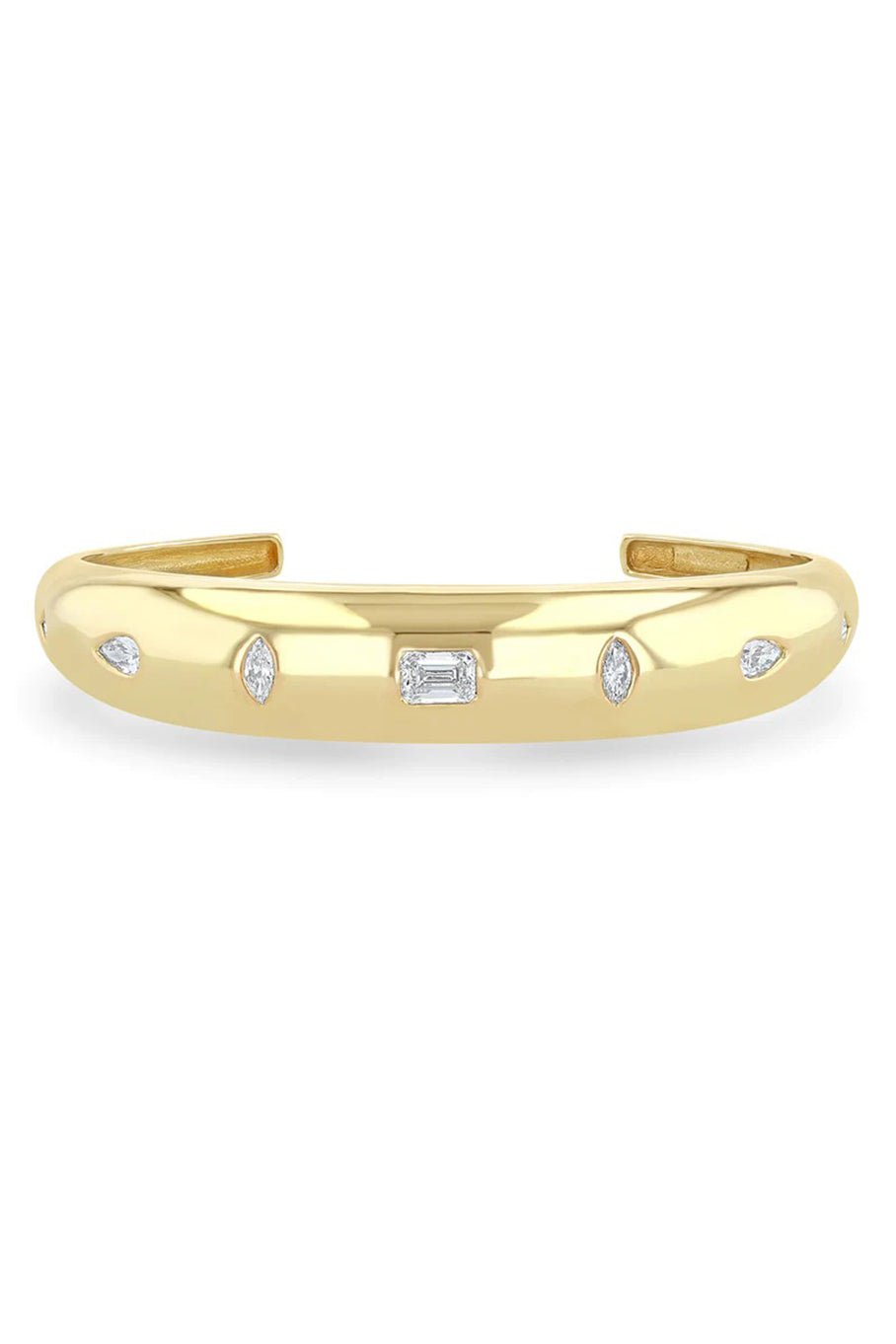 ZOE CHICCO-Mixed Cut Diamond Aura Cuff-YELLOW GOLD