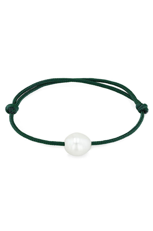 Pearl Green Cord Bracelet-YELLOW GOLD-JEWELRYFINE JEWELBRACELET O-ZOE CHICCO