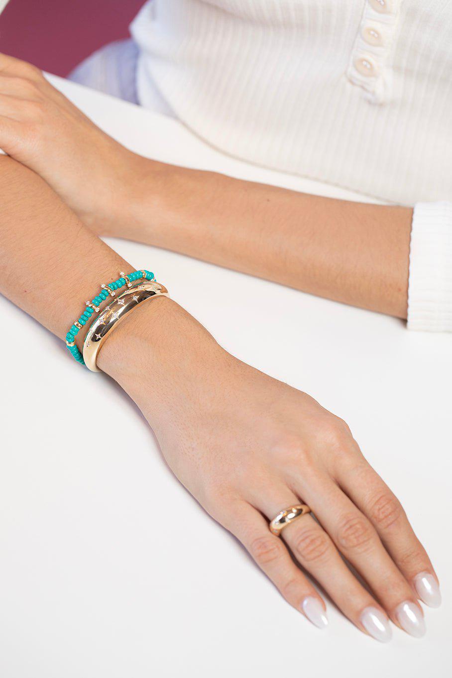 ZOE CHICCO-Scattered Star Set Diamond Aura Cuff - Small-YELLOW GOLD
