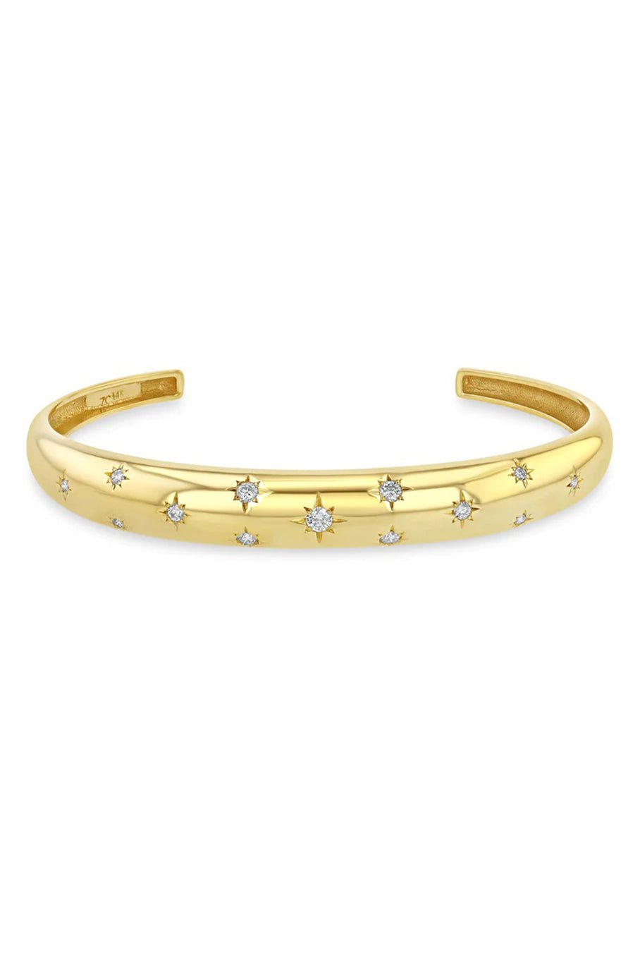 ZOE CHICCO-Scattered Star Set Diamond Aura Cuff - Small-YELLOW GOLD