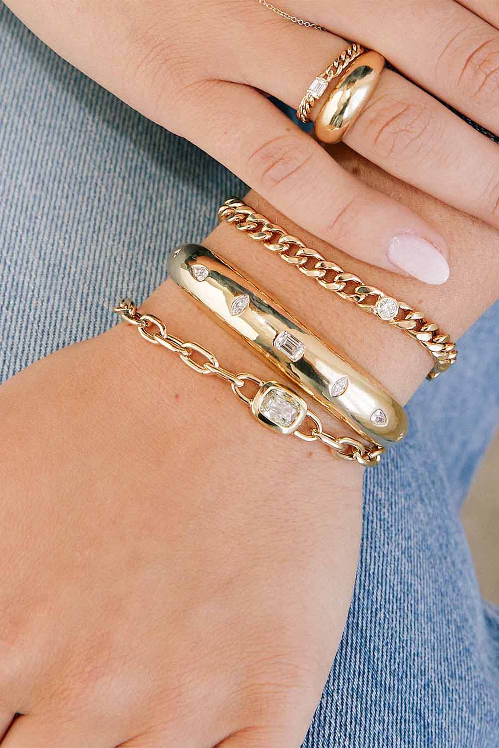 ZOE CHICCO-XL Square Chain Bracelet-YELLOW GOLD