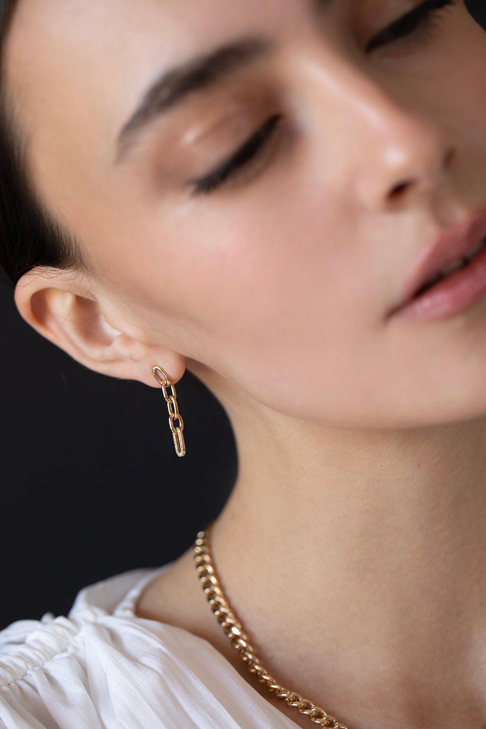 ZOE CHICCO-5 Link Drop Earrings-YELLOW GOLD