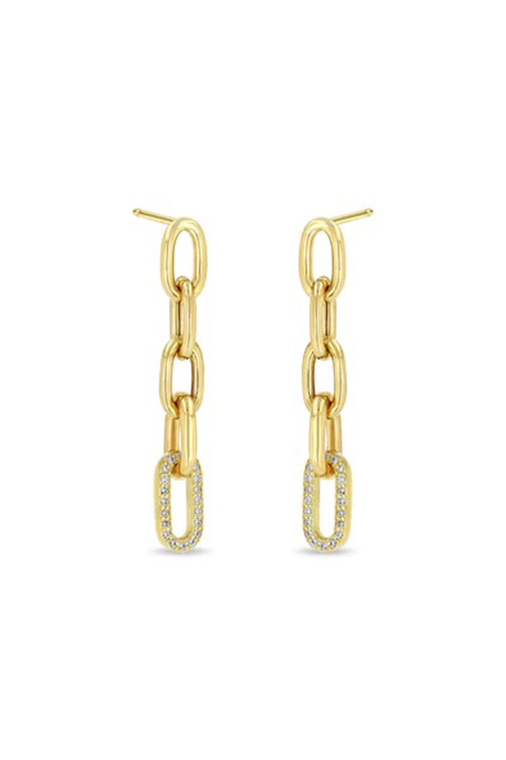 ZOE CHICCO-5 Link Drop Earrings-YELLOW GOLD