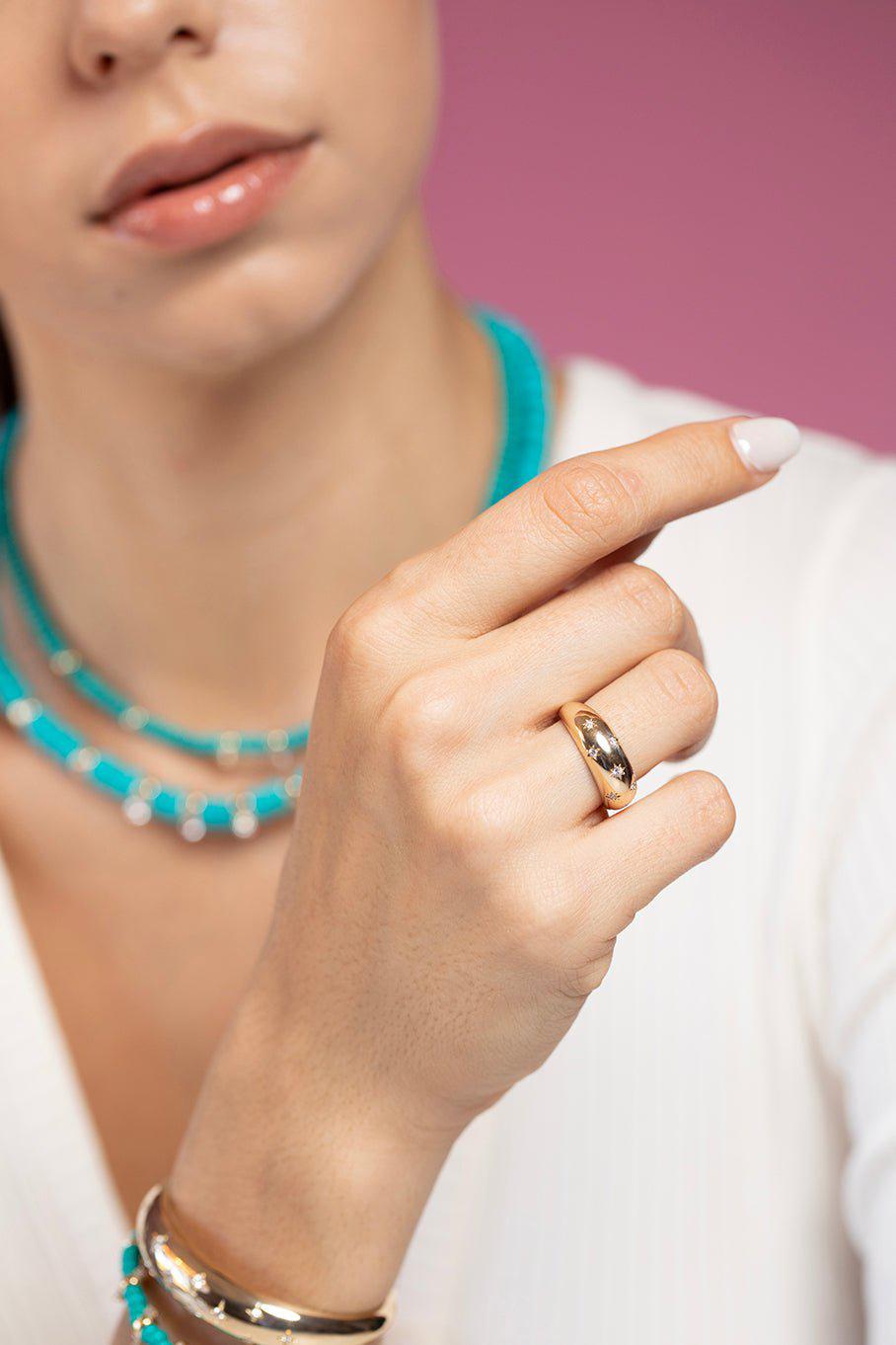 ZOE CHICCO-Scattered Star Set Diamonds Aura Ring-YELLOW GOLD