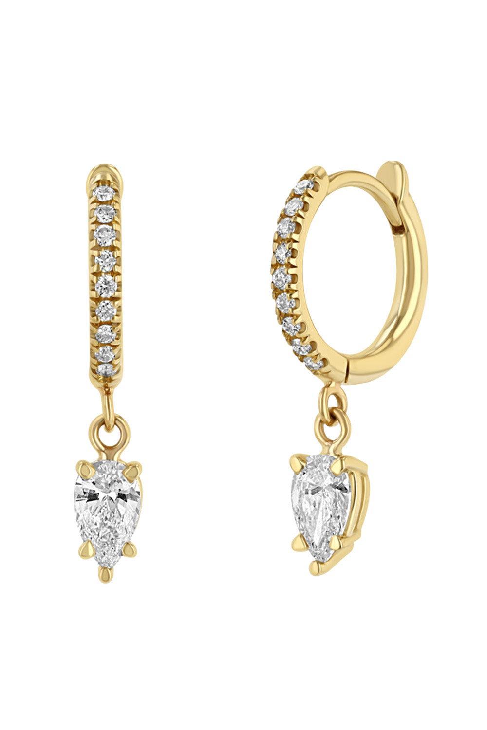 Diamond Dangling Huggie Hoop Earrings-YELLOW GOLD-JEWELRYFINE JEWELEARRING-ZOE CHICCO