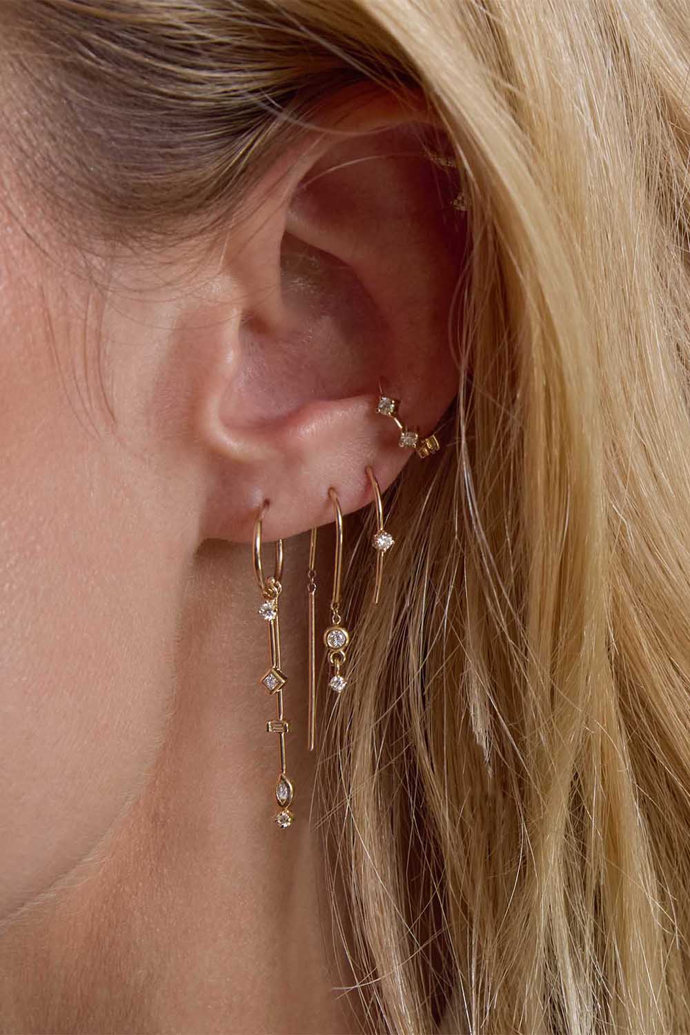 Diamond Dash Ear Cuff-YELLOW GOLD-JEWELRYFINE JEWELEARRING-ZOE CHICCO
