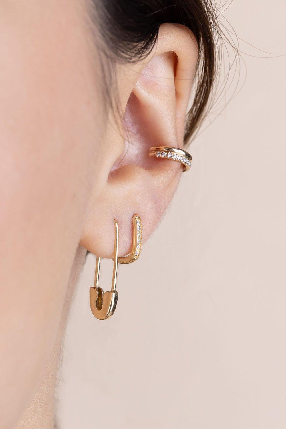 ZOE CHICCO-Diamond Double Band Ear Cuff-YELLOW GOLD